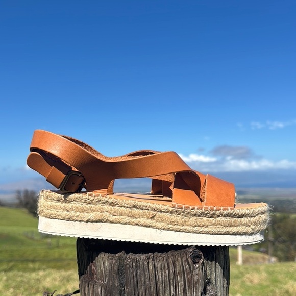 SOLUDOS Anthropologie Olympia Espadrille Flatphorm platform Sandal Tan Size 9.5 - Picture 5 of 12